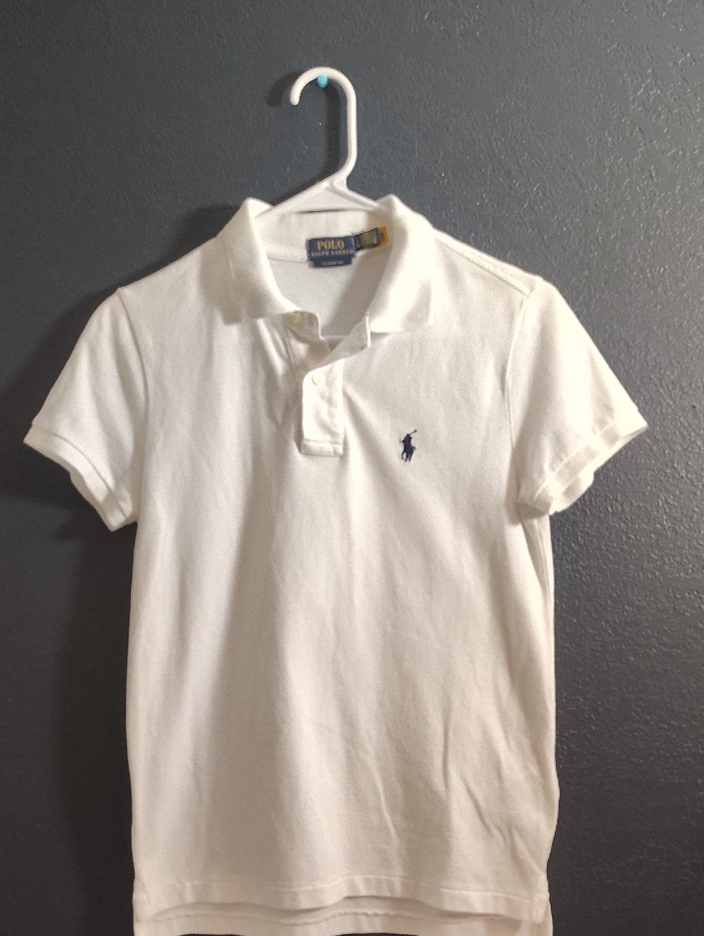 Ralph Lauren Classic Fit White Polo with Navy Pony Embroidery